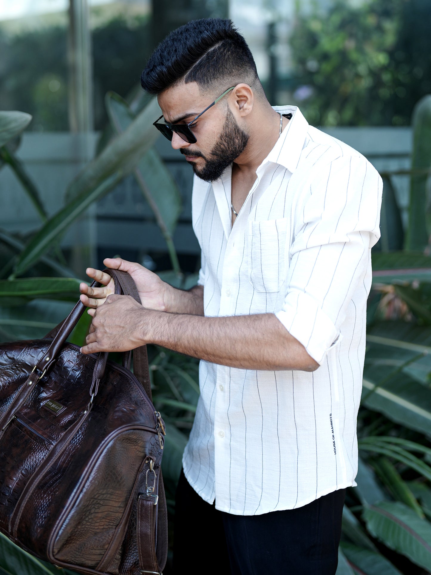 White Striped Shirt for Men