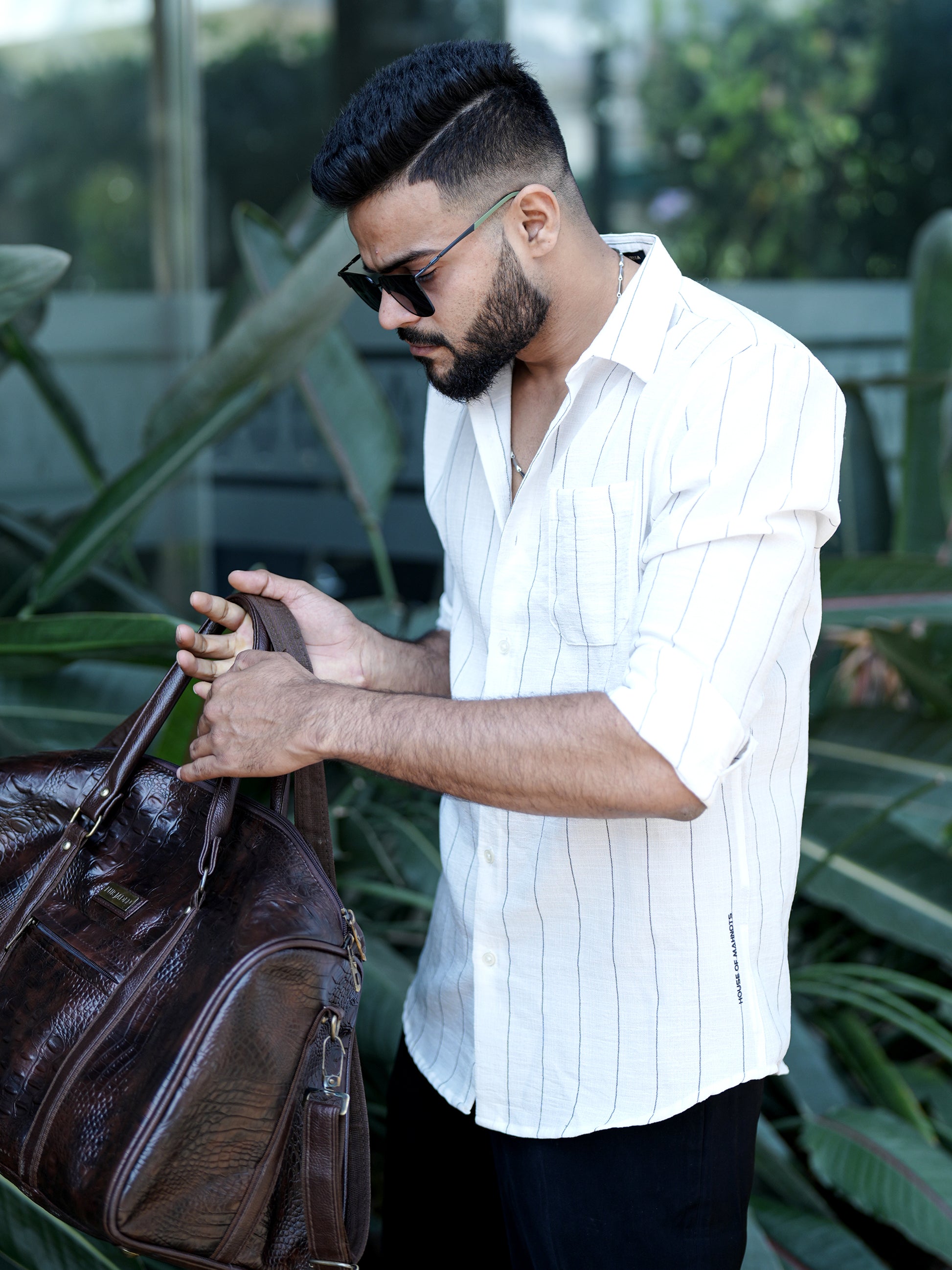 White Striped Shirt for Men