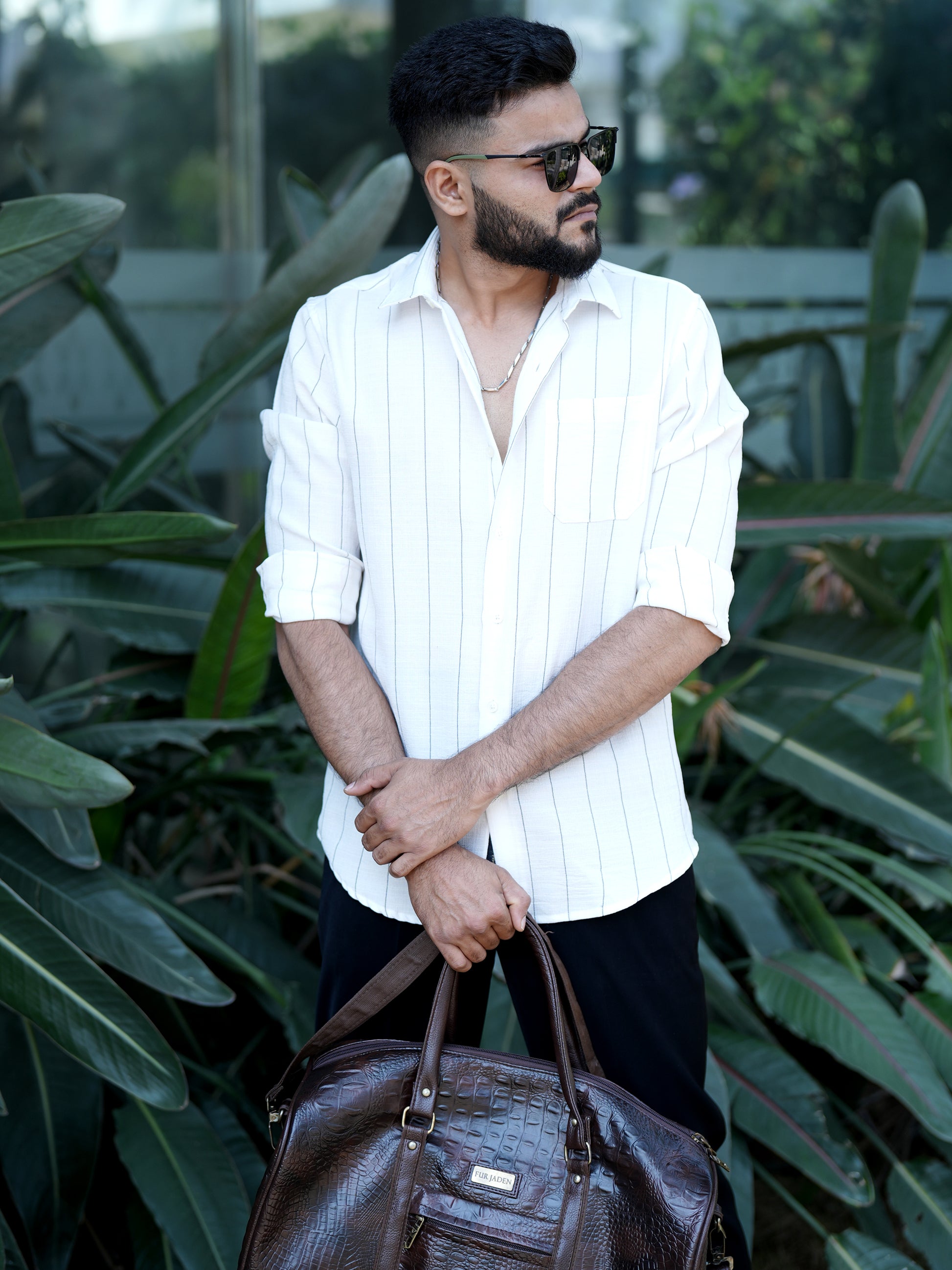 White Striped Shirt for Men