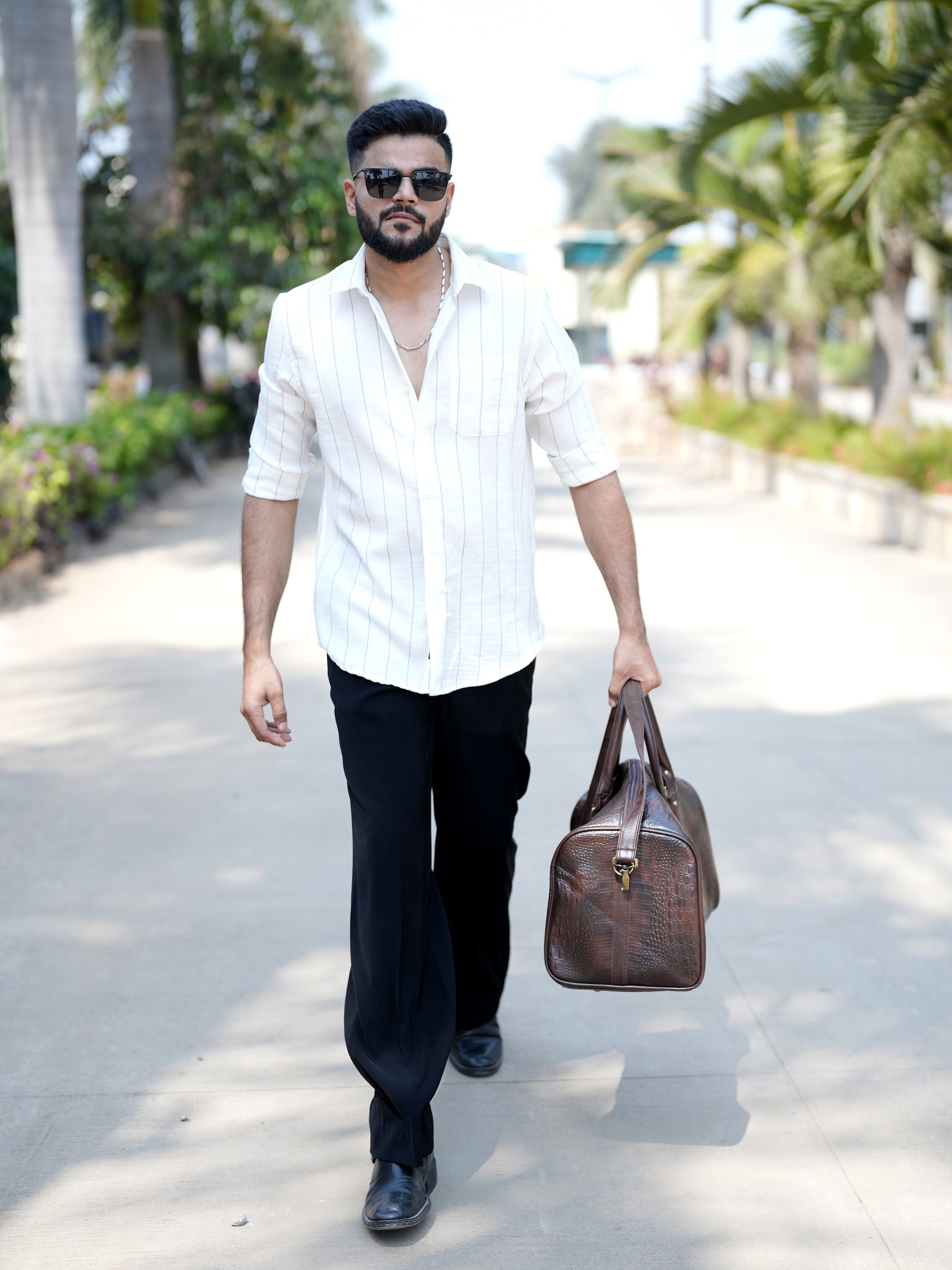 White Striped Shirt for Men