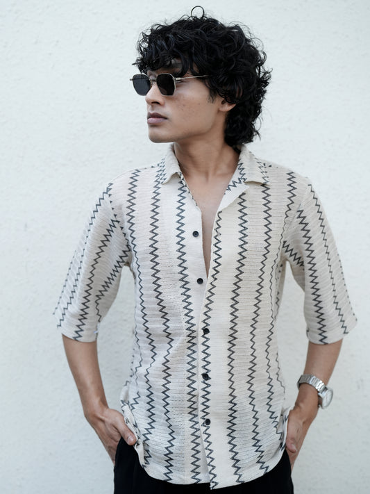 Jamaica Style White Striped Shirt for Men