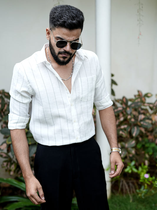 White Striped Shirt for Men