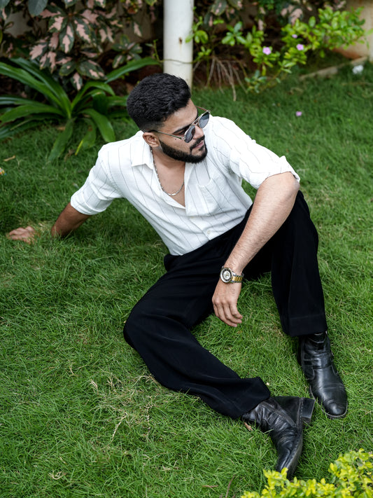 White Striped Shirt for Men
