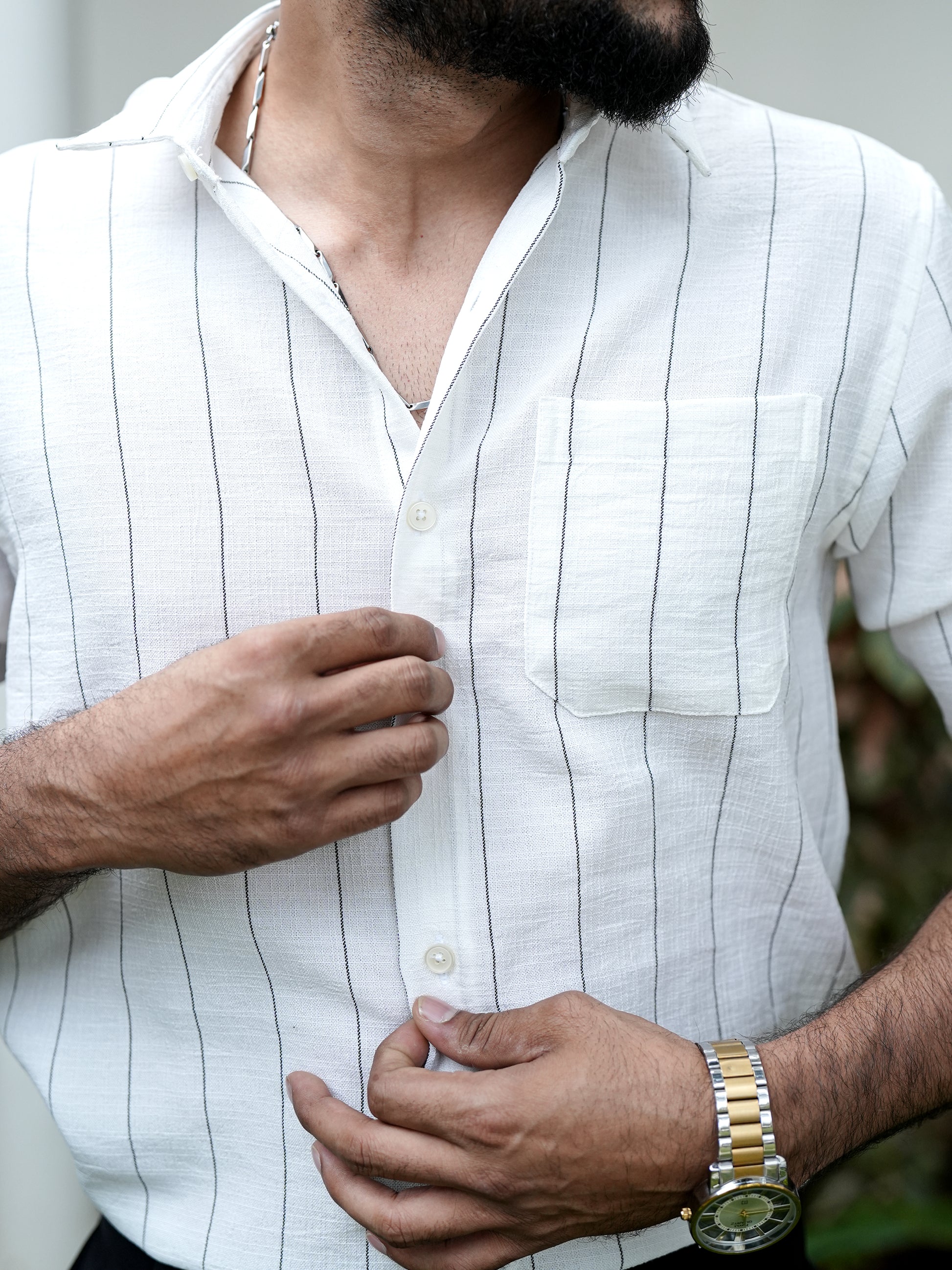 White Striped Shirt for Men