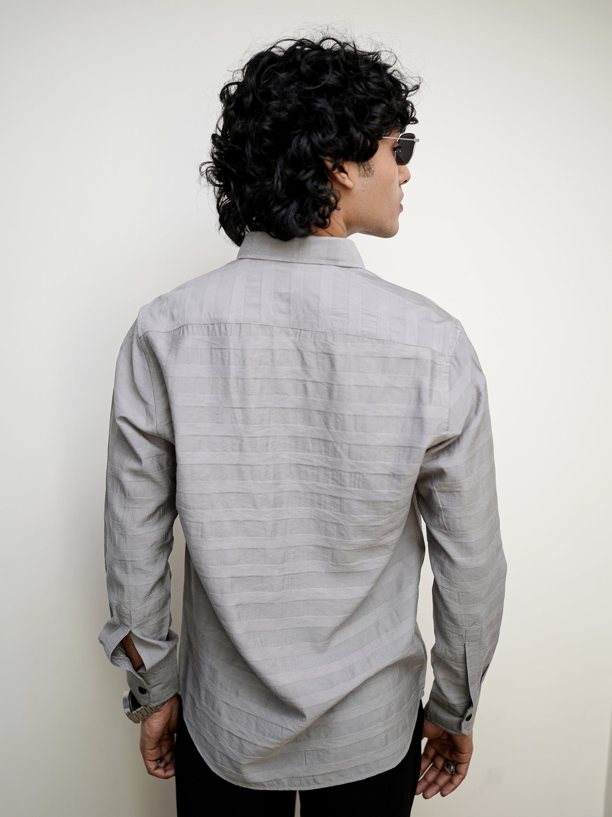 Textured Solid Khaki Shirt for Men