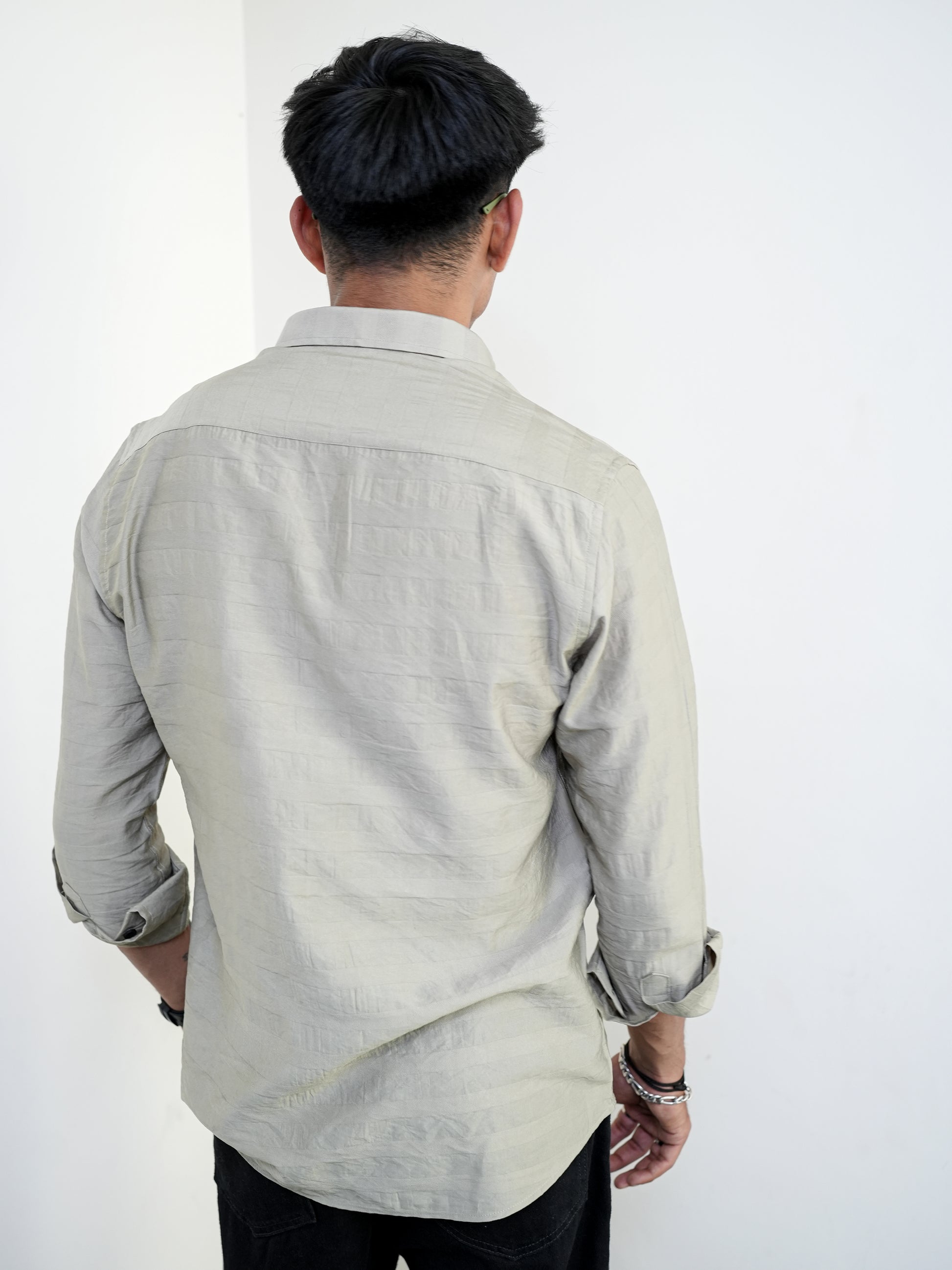 Cement Textured Grey Solid Shirt for Men