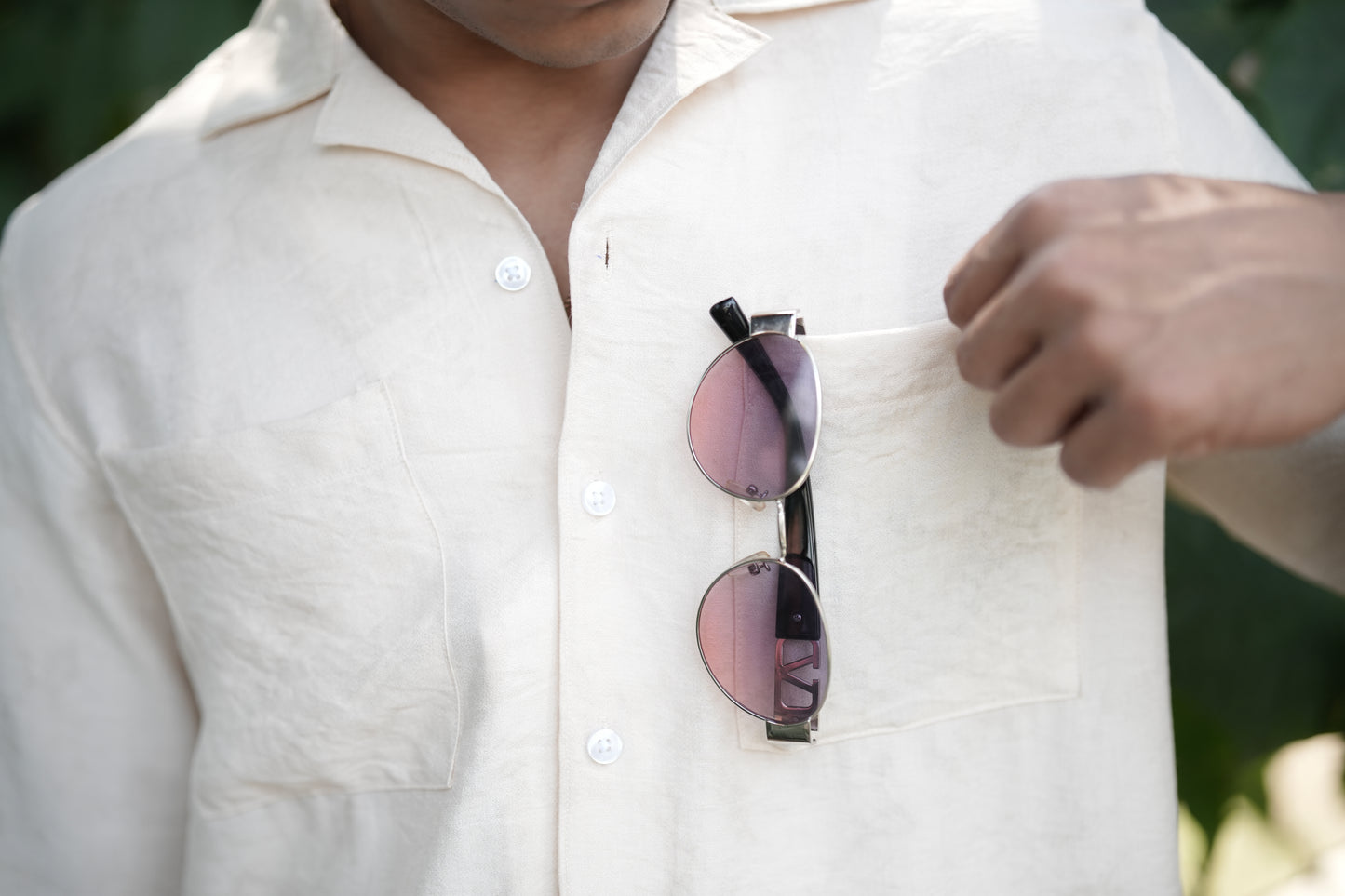 Saudi Cream Solid Shirt