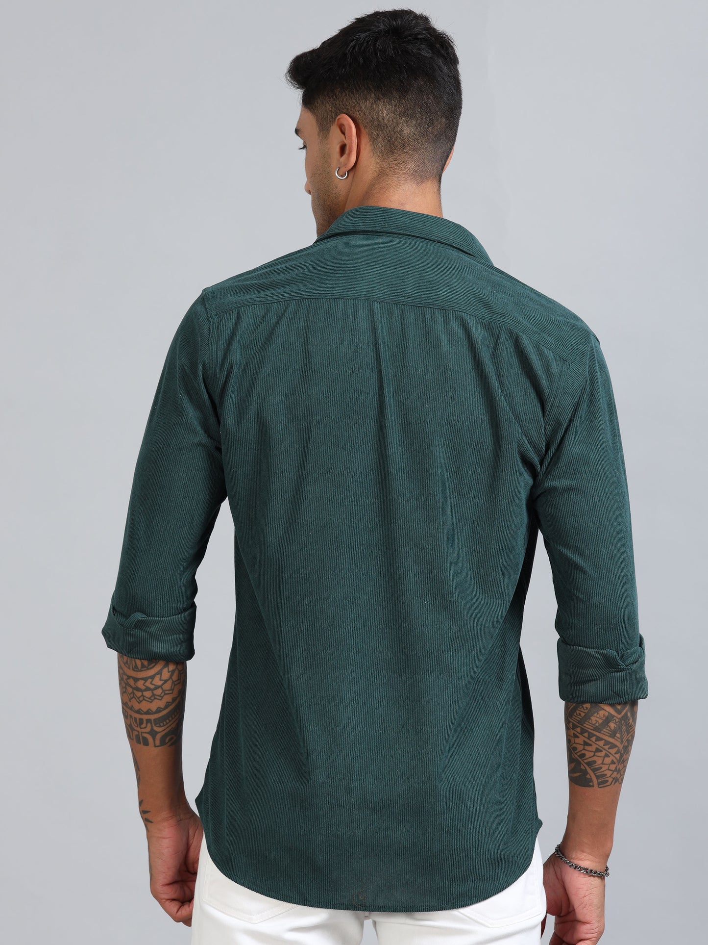 Basel Mineral Green Corduroy Double Pocket Shirt