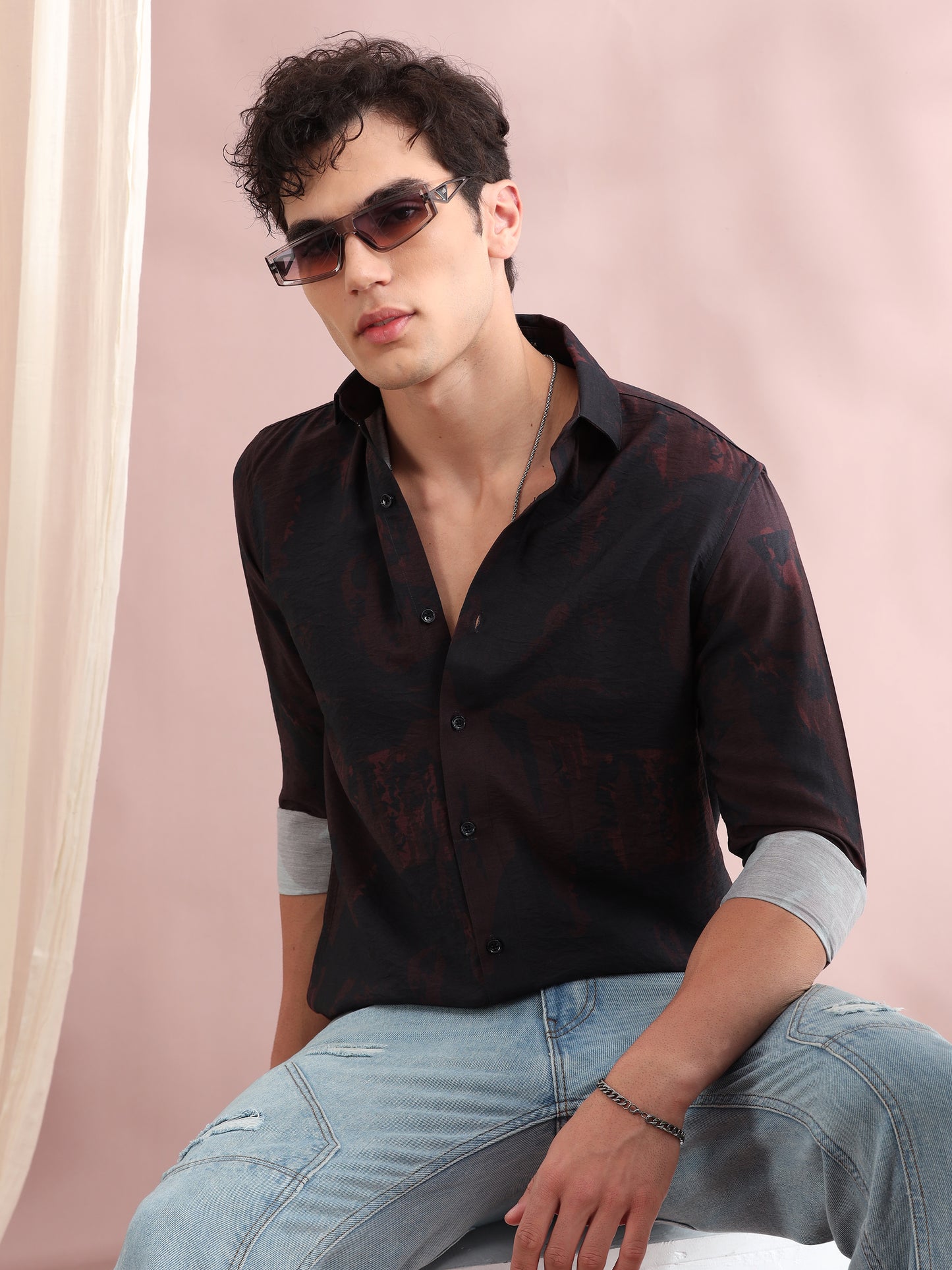 Santiago Smoky Wine Printed Shirt