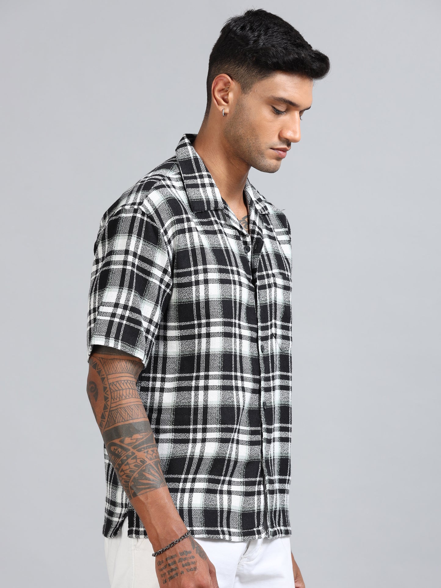 Michigan Black & White Oversized Checks Shirt