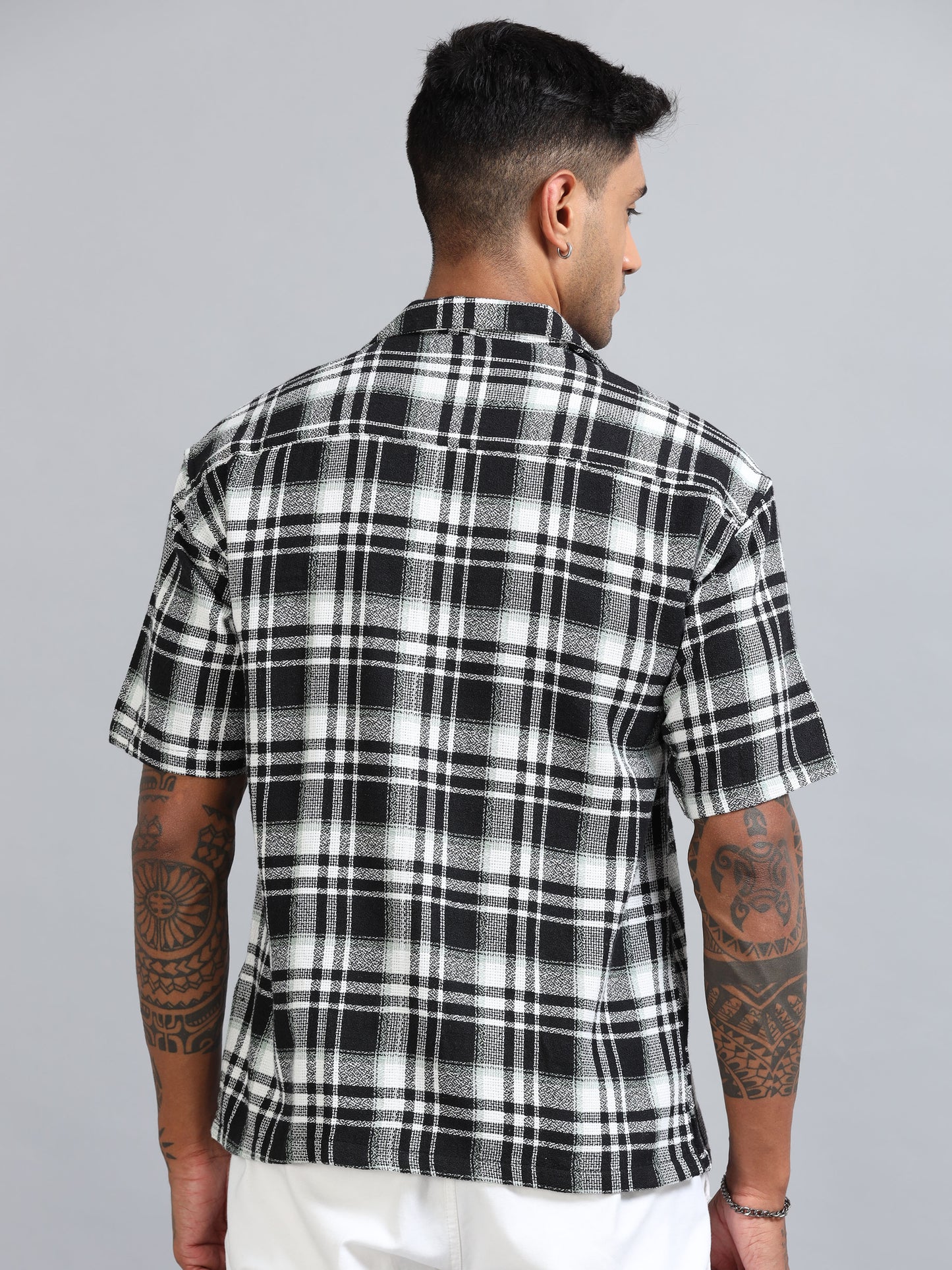 Michigan Black & White Oversized Checks Shirt