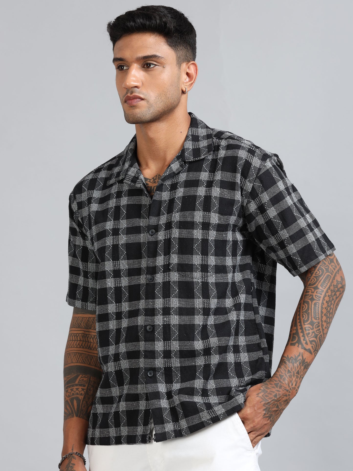 Michigan Royal Blue Running Zigzag Checks Shirt