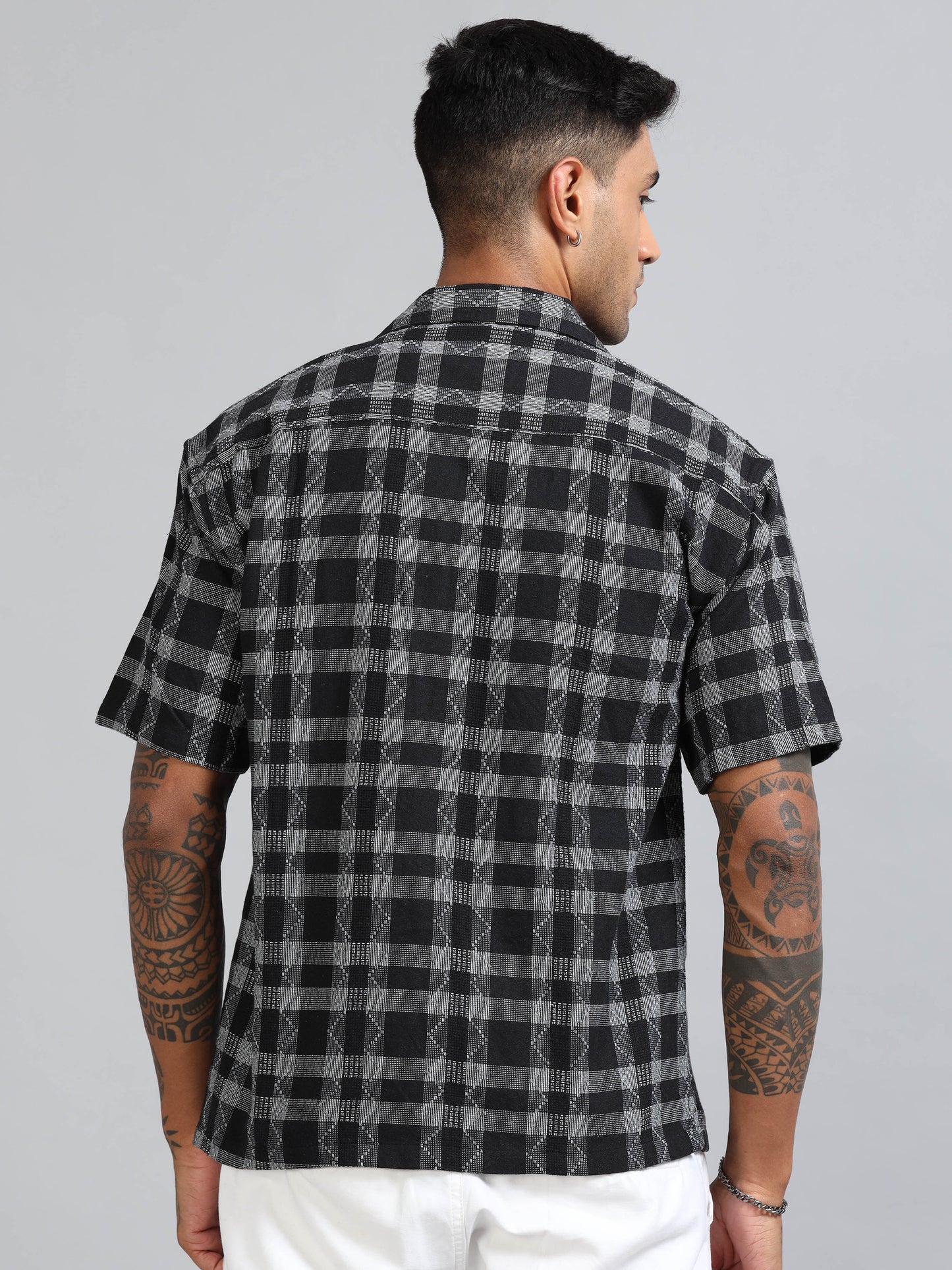 Michigan Royal Blue Running Zigzag Checks Shirt