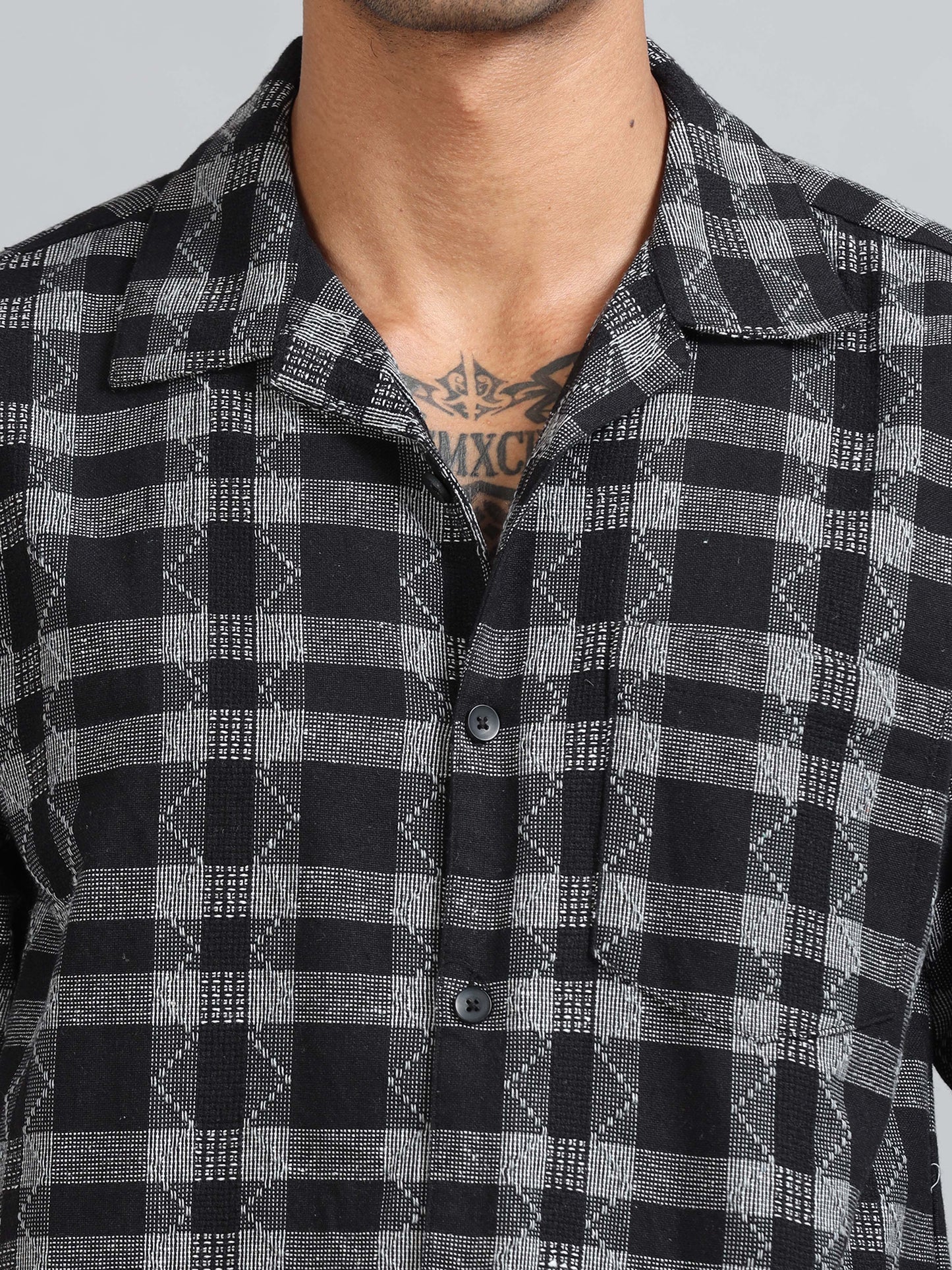 Michigan Royal Blue Running Zigzag Checks Shirt