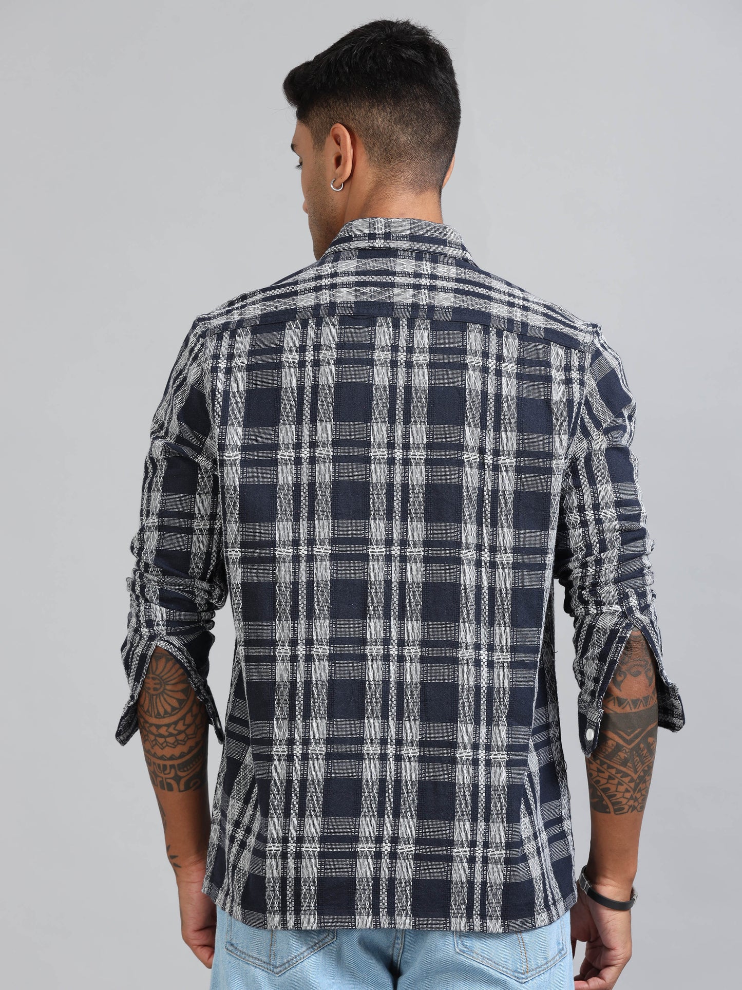Michigan Navy Winter Dobby Checks Shirt