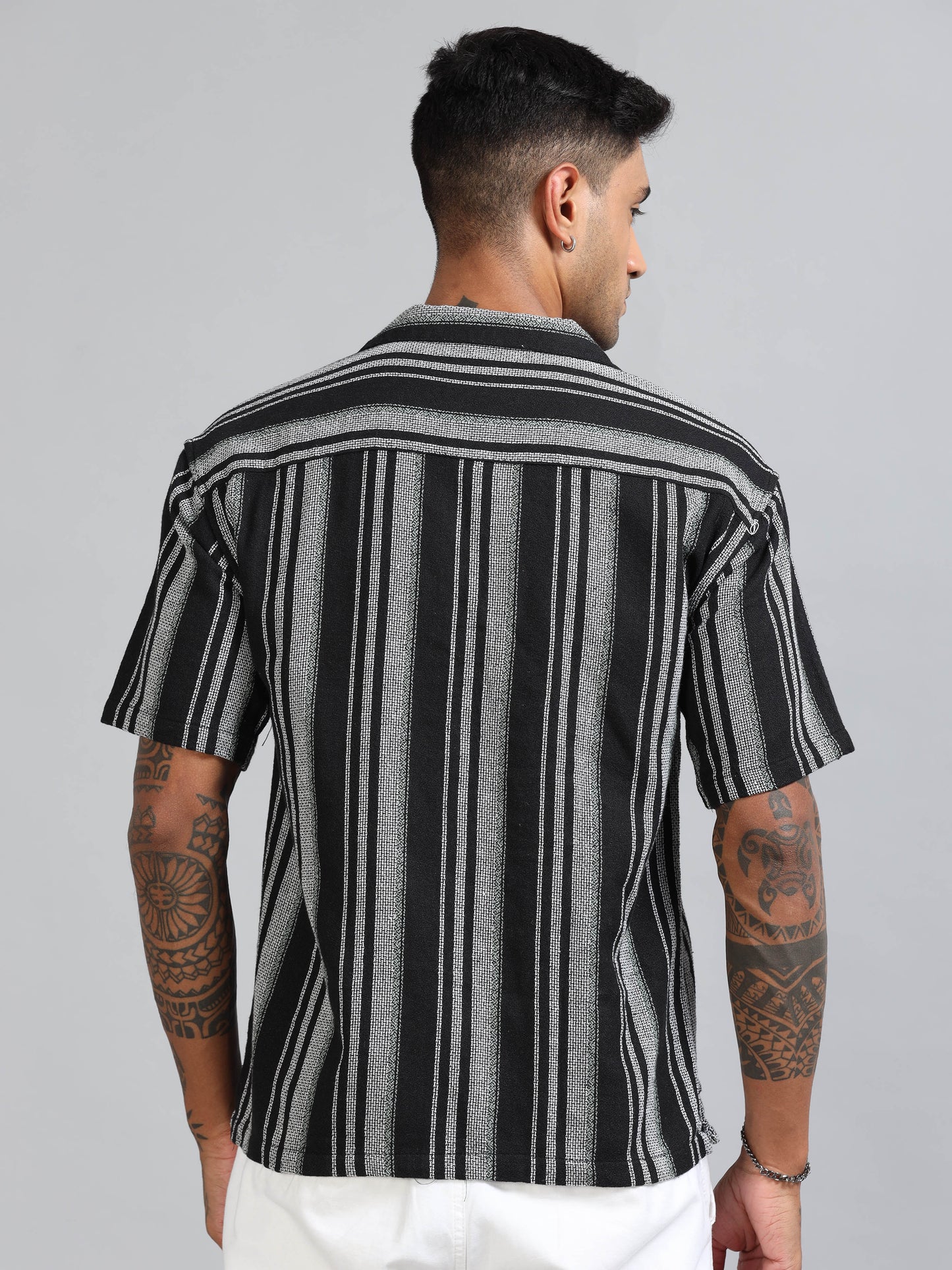 Michigan Midnight Black Oversized Stripe Shirt