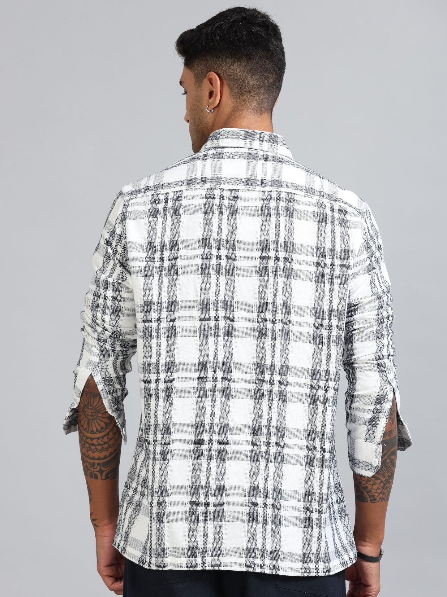 Michigan Grey Winter Dobby Checks Shirt