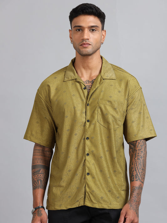 Jack Green Oversized Printed Shirt