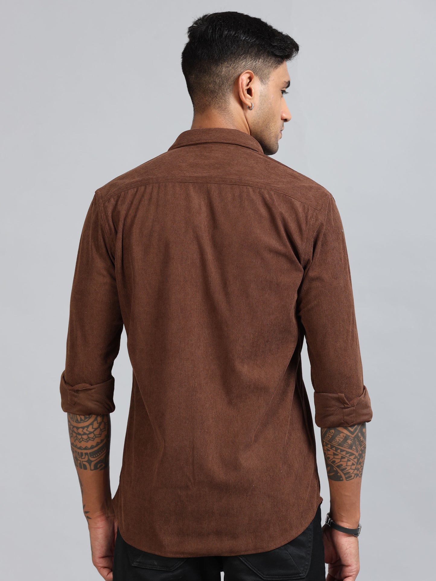 Basel Brown Corduroy Double Pocket Shirt