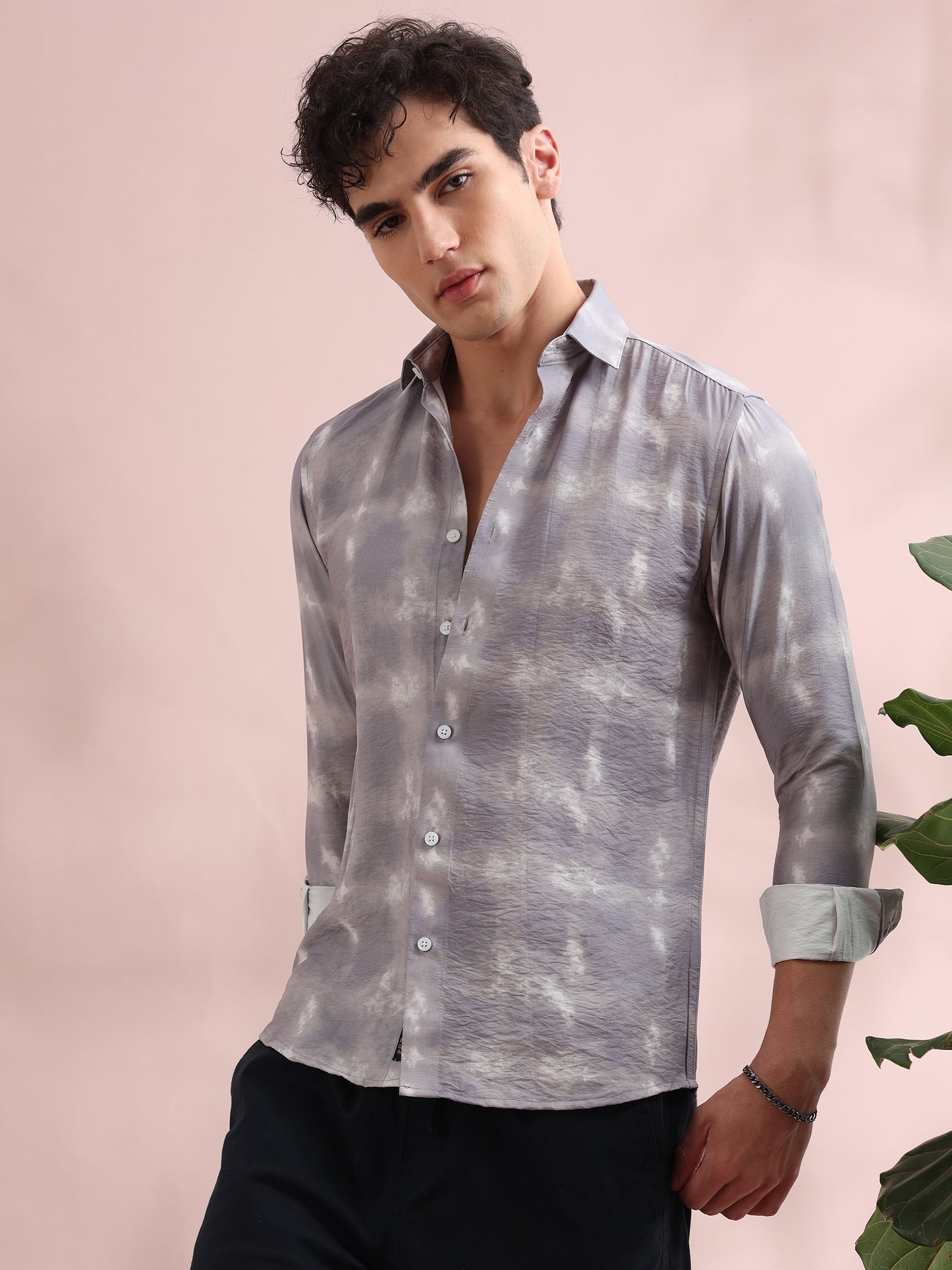 Santiago Grey Tie Dye Printed Shirt