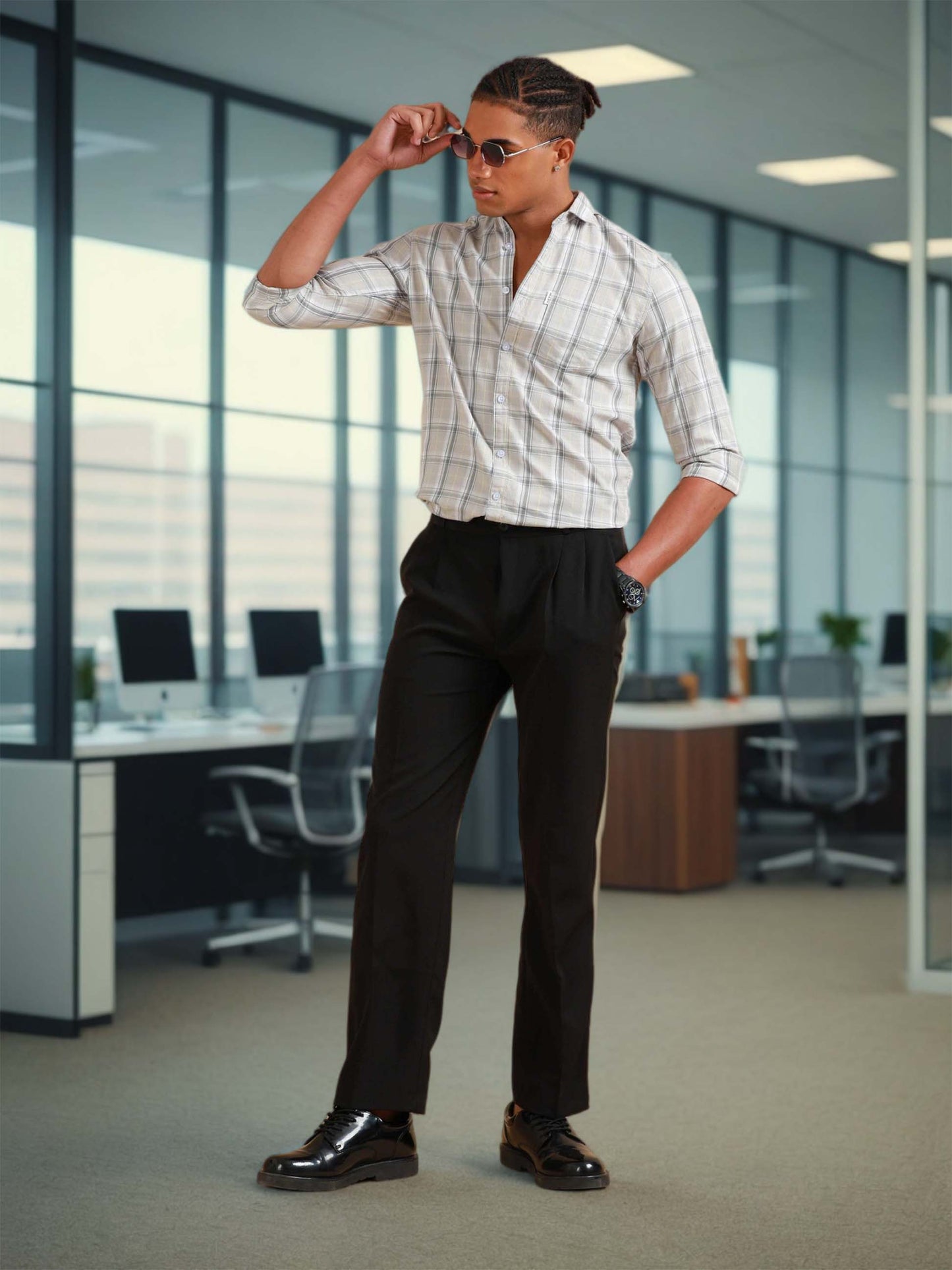 Kobe Grey Cloud Check Shirt