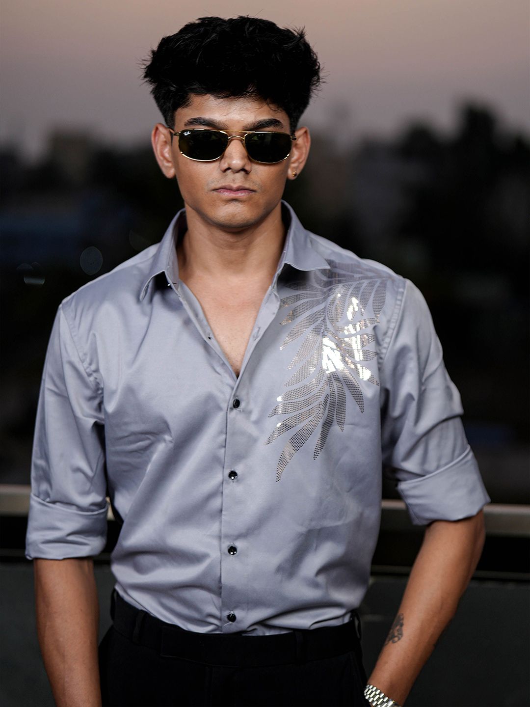 Oslo Light Grey Printed shirt