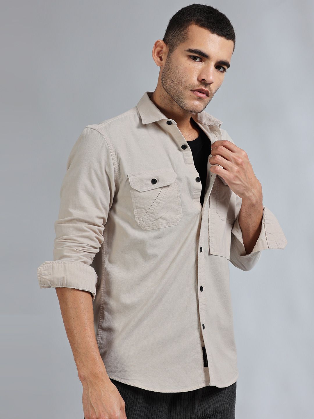 Cordoba Pale Silver Corduroy shirt