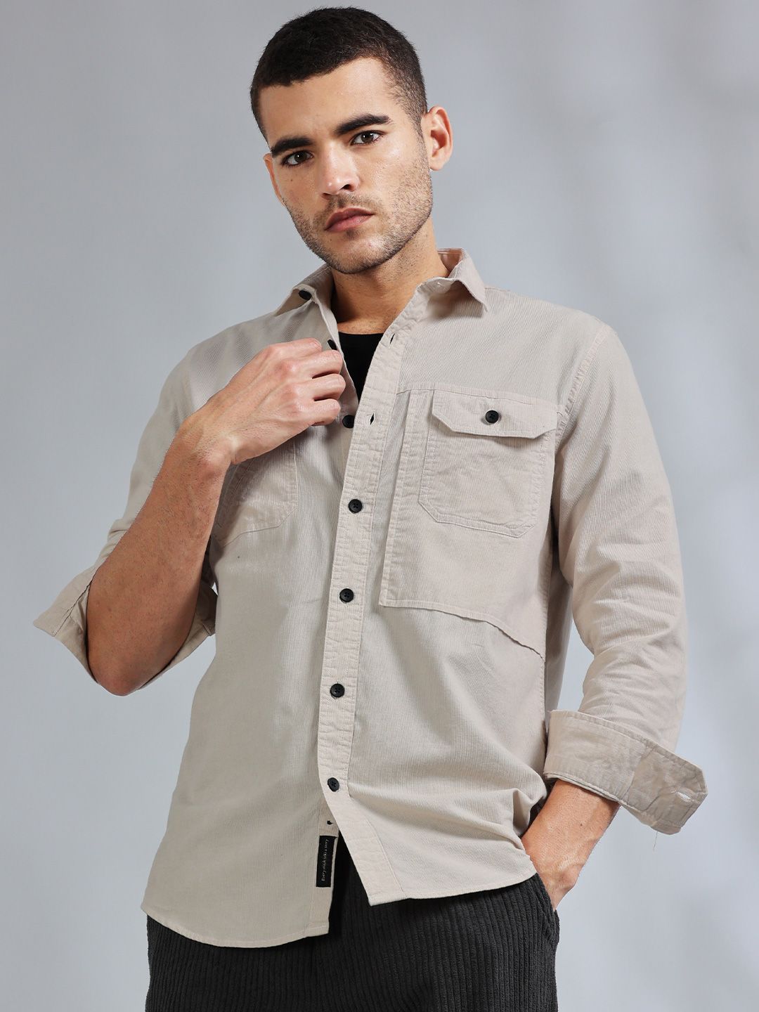 Cordoba Pale Silver Corduroy shirt