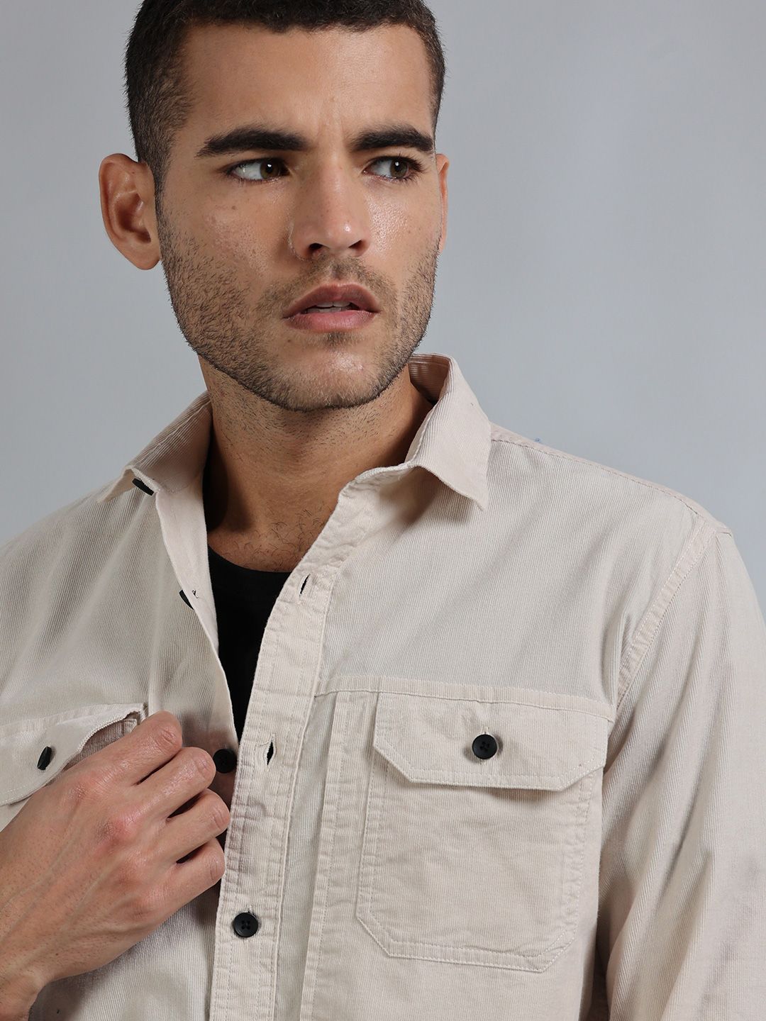 Cordoba Pale Silver Corduroy shirt