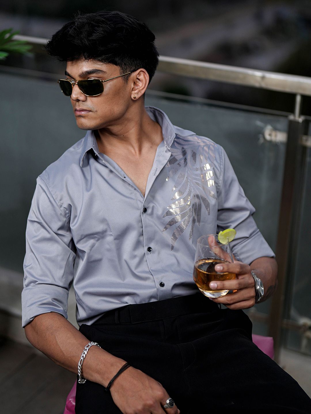 Oslo Light Grey Printed shirt