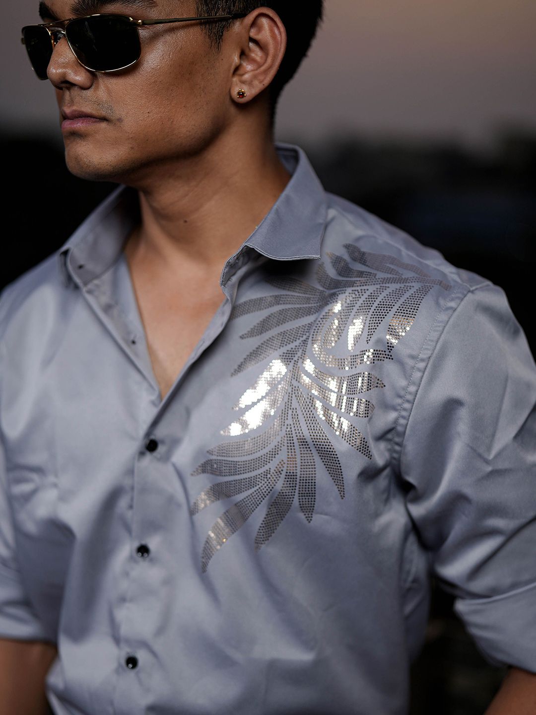 Oslo Light Grey Printed shirt